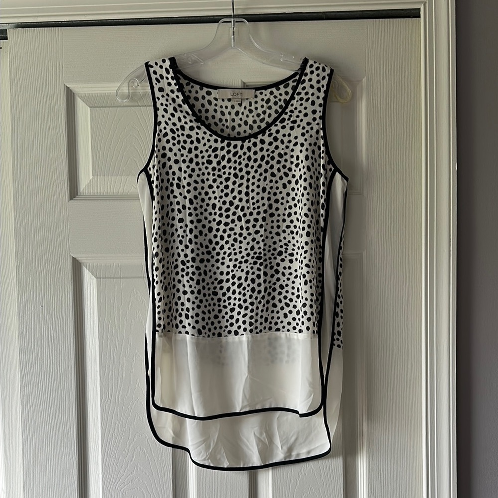 LOFT Silver Asymmetrical Sleeveless Blouse